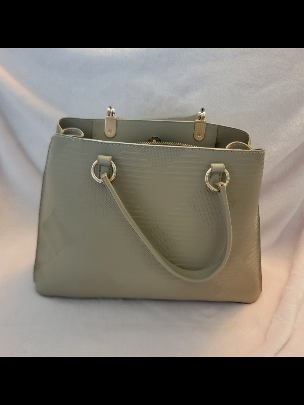 Structured Grey Tote Bag with Gold Hardware - Women Bags